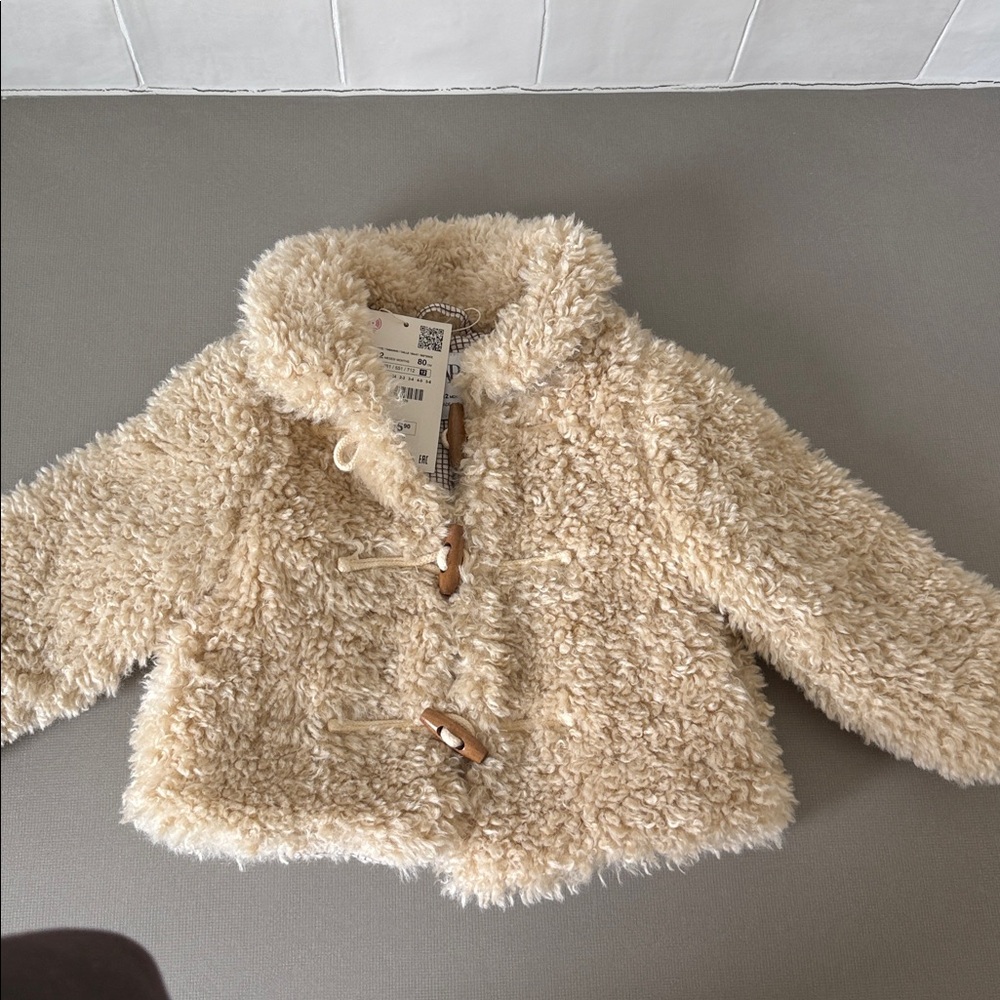 Zara Kids Tan Fleece Puffer Jacket